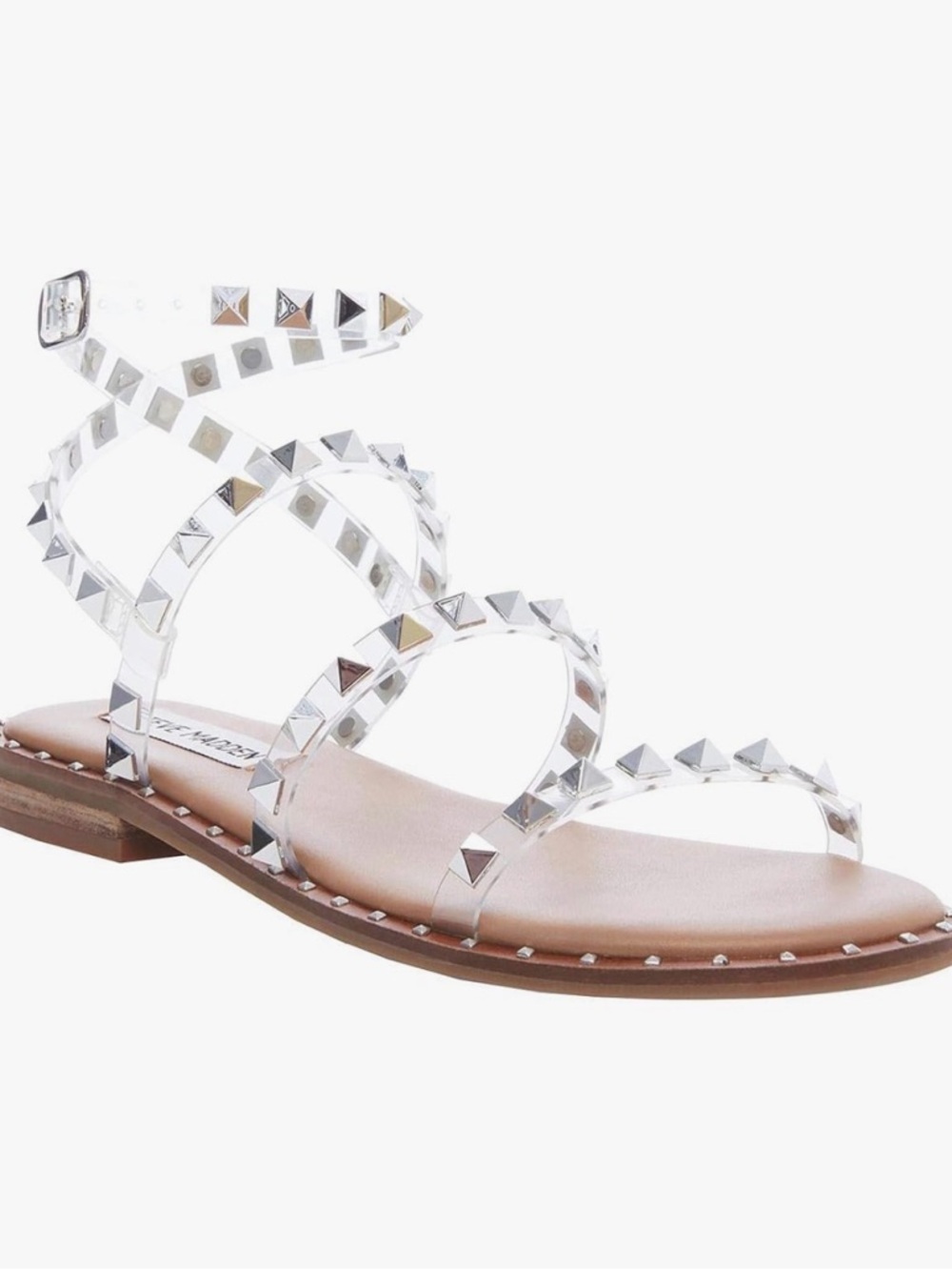 Steve Madden Clear Pyramid Stud Wrap Sandal